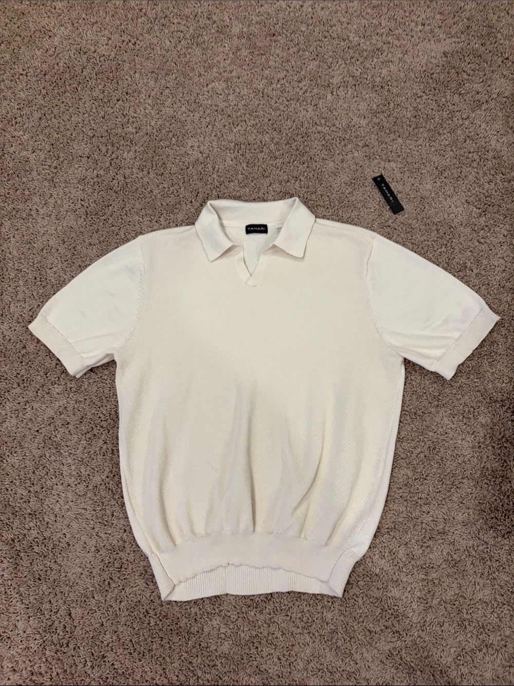 Tahari Ivory Short-Sleeve Knit Polo